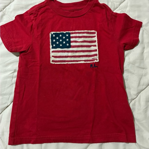 Polo Ralph Lauren Red Tee with Flag Design kids 3T - Picture 1 of 4